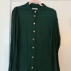 Reformation Forest Green Long Sleeve Dress